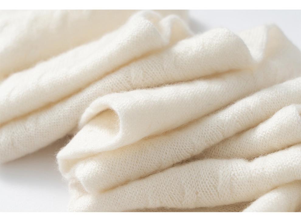 Women's 100% Pure Cashmere Knitted Scarf - Warm & Versatile for Autumn/Winter