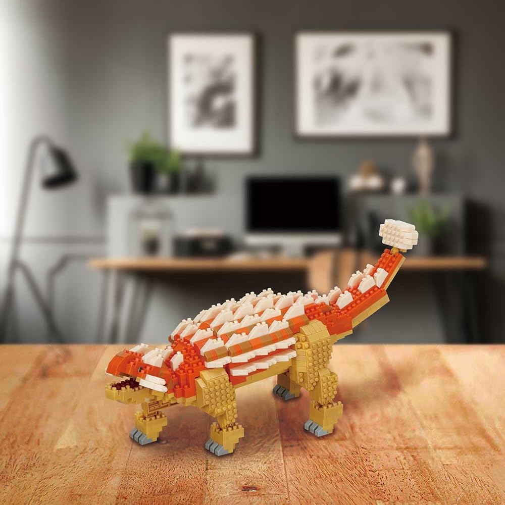 Kawada Nano Block Dinosaur DX Ankylosaurus NBM-063 4.5x28x21cm Building Toy for Ages 12 and Up