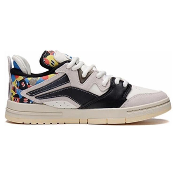 New LiNing Wave Pro Slip Resistant Cushioning Wear Resistant Lightweight Low Top Skateboard Shoes Men's Beige Blue Yellow AECS035-1