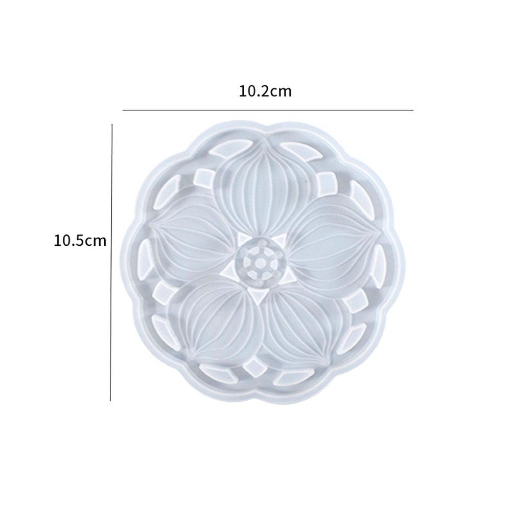 1PC DIY Round Epoxy Resin Mold Hollow Out Coaster Mandala Flower Tray Cup Mat Silicone Mould DIY Home Decor Making