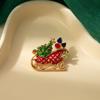 Charming Cartoon Christmas Elk Brooch with Bells & Rhinestones