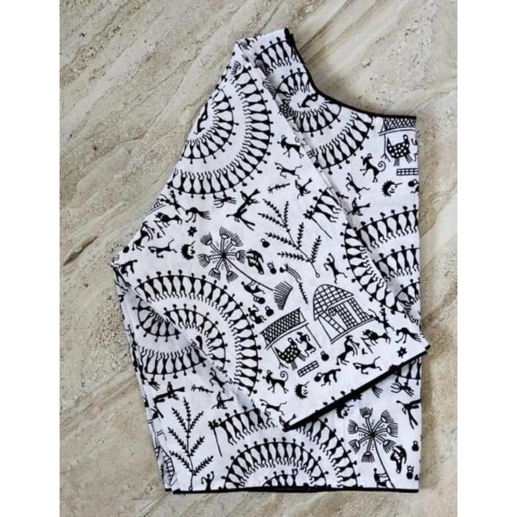 Çok Renkli Saf Pamuklu Kadın Bluzu Hint Tasarımcısı Yuvarlak Yaka Choli 2'li Paket