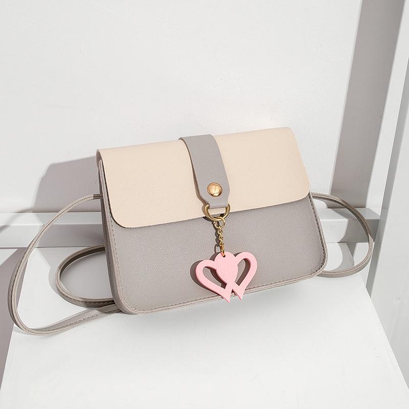 Heart Shaped Pendant Small Square Bag Women's Korean Crossbody Bag