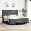 Box Spring Bed with Headboard Dark Gray 200 x 200 cm Fabric