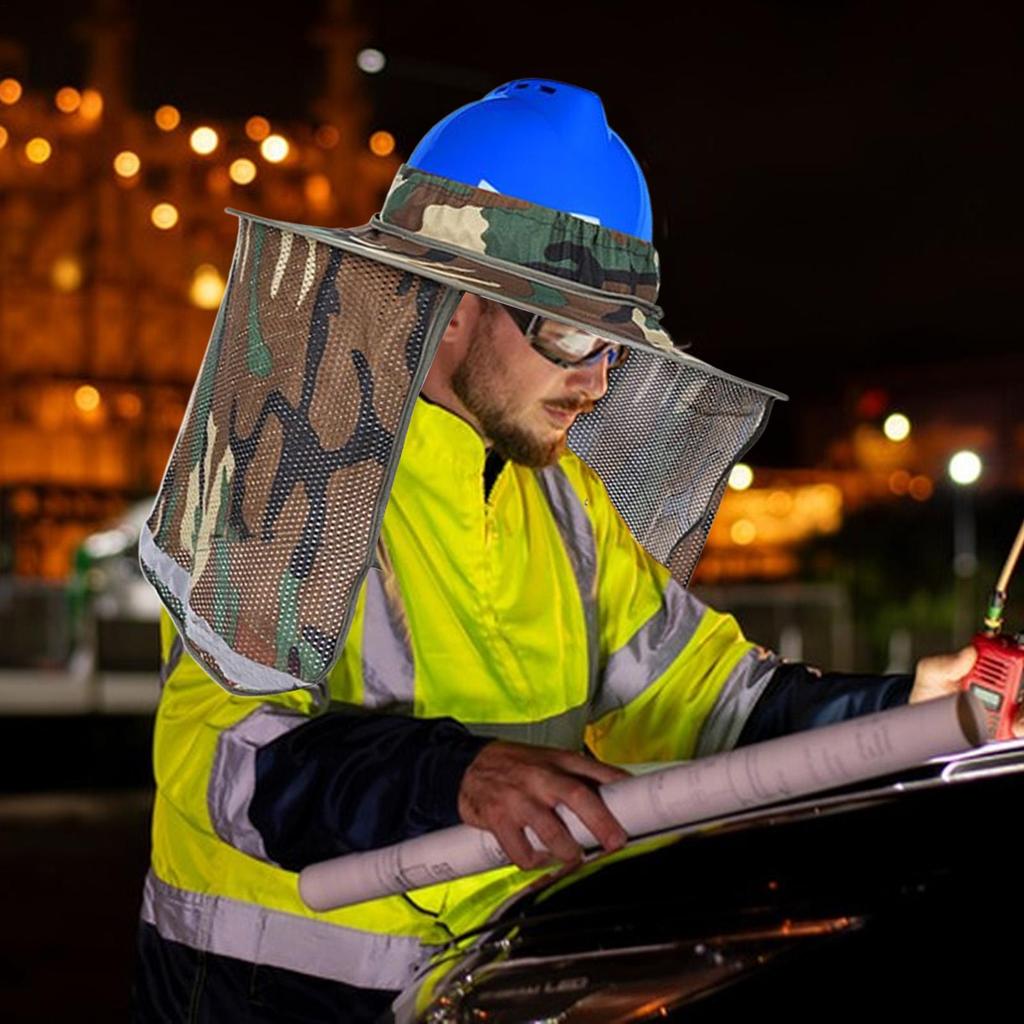 2pcs foldable Hard Hat Sun Shade Full Brim Neck Shield High Visibility Full Brim Mesh Sun Protection Reflective sunshade