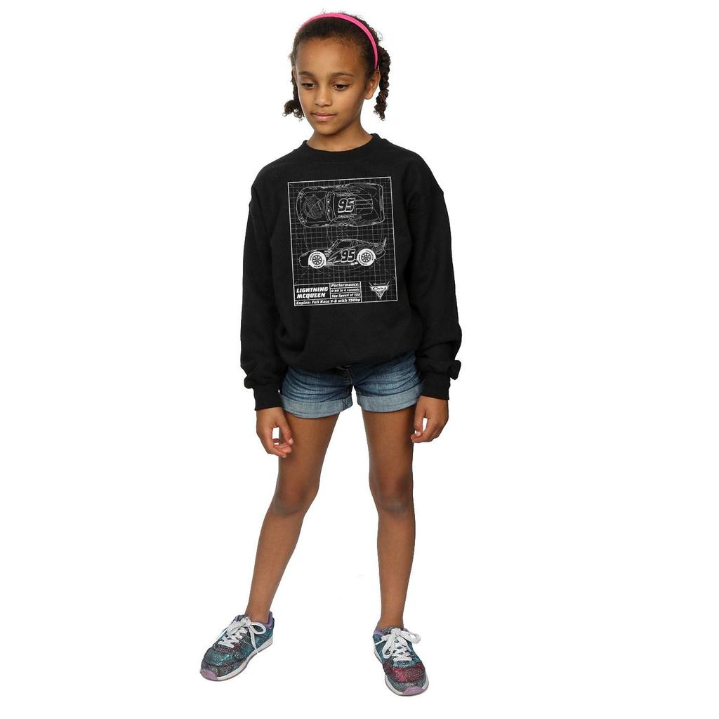 Disney Girls Cars Lightning McQueen Blueprint Sweatshirt