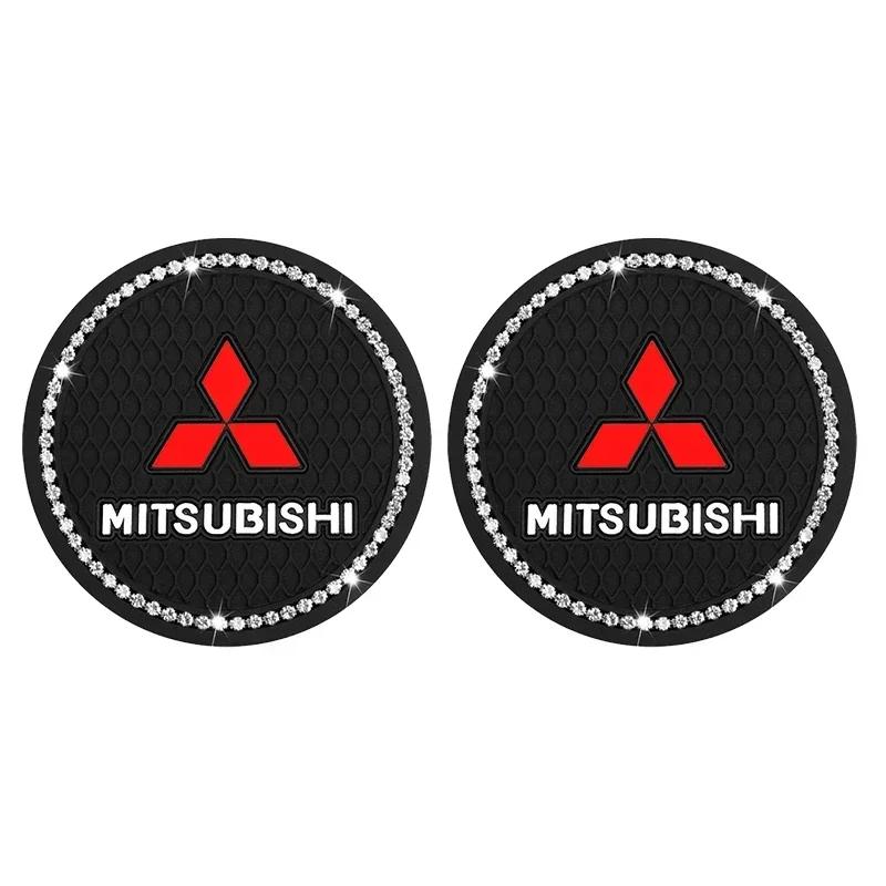 2PCS Universal Car Cup Holder Coaster Anti-Slip Water Cup Mat Interior Accessories for Mitsubishi Outlander Lancer ASX Pajero Sp