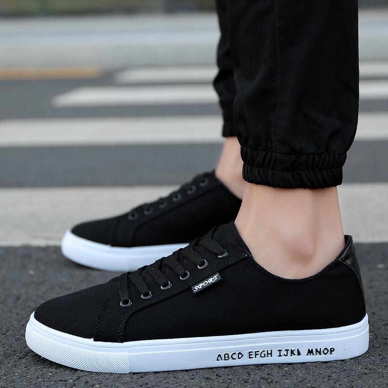 Canvas Sneakers Black Men Breathable Shoes Cool Young Man Footwear Breathable Cloth Mens Casual Shoes Vulcanized Flat Shoes