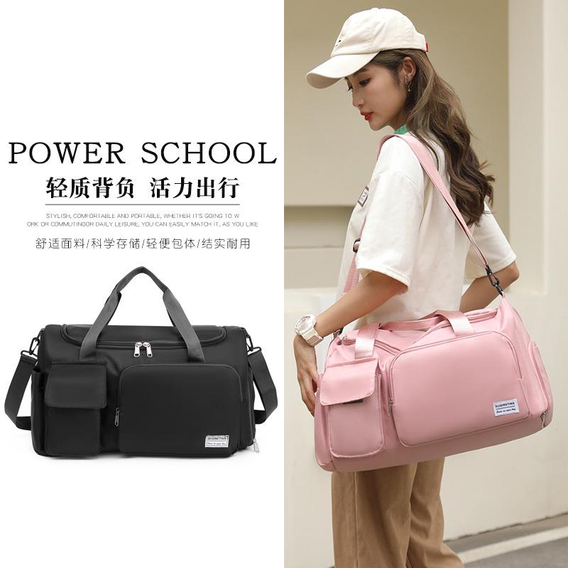 New large-capacity yoga bag with extra printing, waterproof, single-shoulder crossbody design, and a separate shoe compartment for sports and fitness