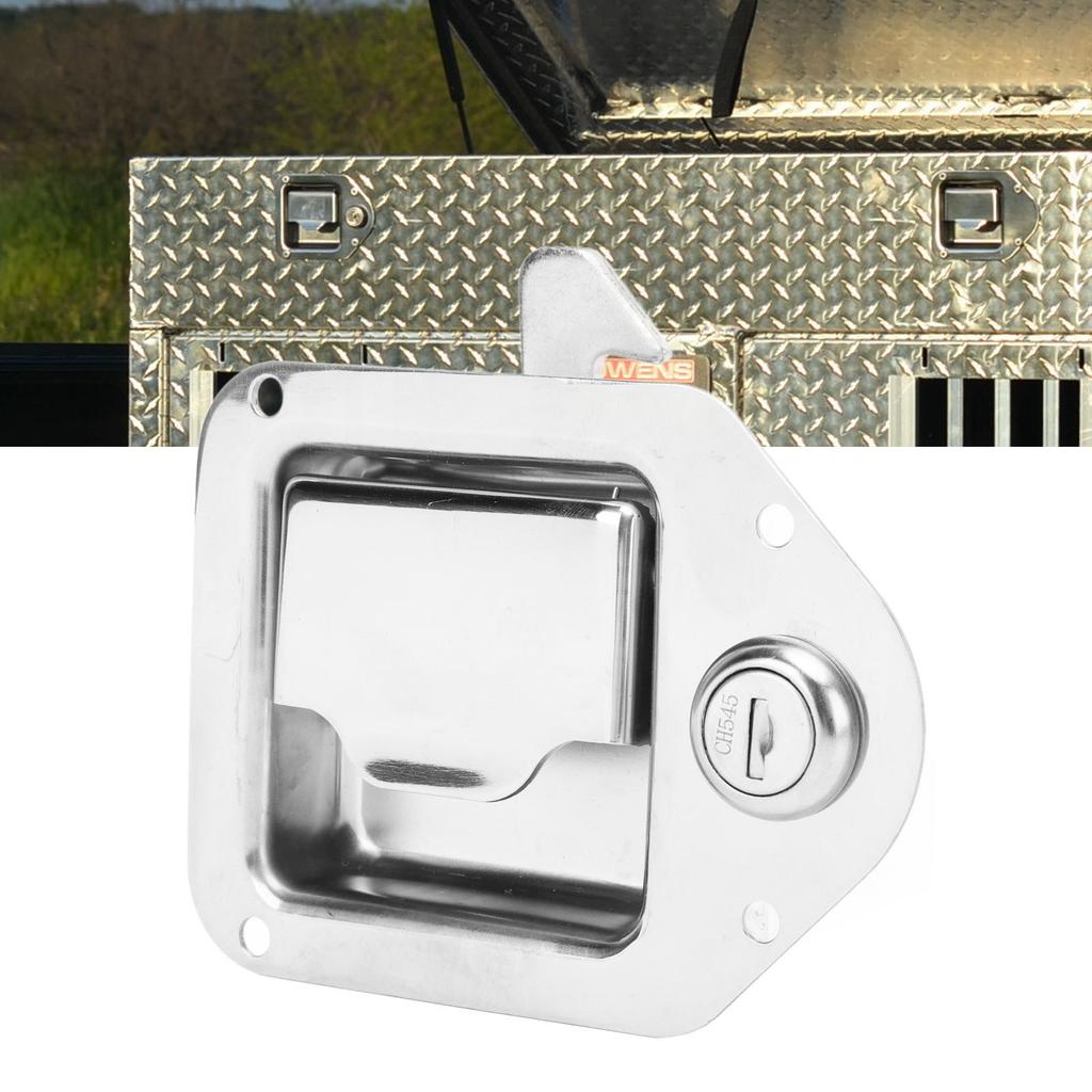 RV Entrance Door Lock Trailer Entry Door Latch with Keys Chrome Stainless Steel for Truck ATV UTV