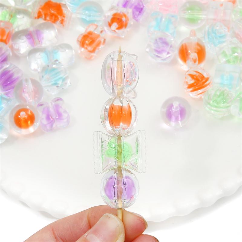 Acrylic Candy Beads Loose Spacer Beads for DIY Jewelry 10pcs