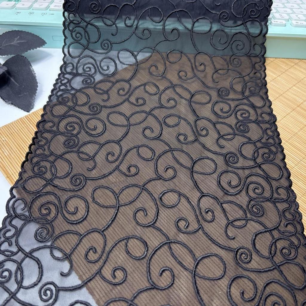 1m x 21.5cm Stretchy Embroidery Tulle Lace, Embroidered Net Sewing Fabric Lace for Dress, Lingerie, Bra, Underwear, Garment