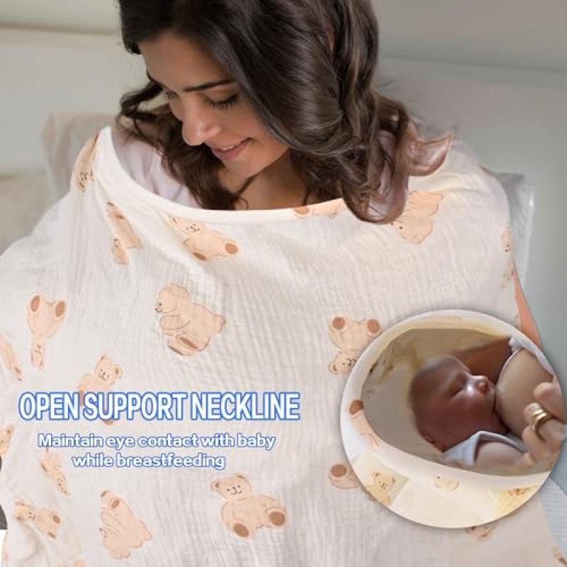 Capa de Amamentação Lenço de Amamentação 100% Algodão Xale e Avental de Amamentação com Paninho Macio Respirável Cobertor de Amamentação para Levar