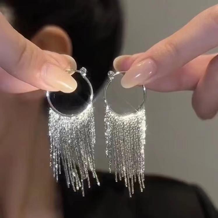 

1 Pair Tassel Earrings, Long Temperament Earrings, Versatile And Fashionable Ear Accessories срібний