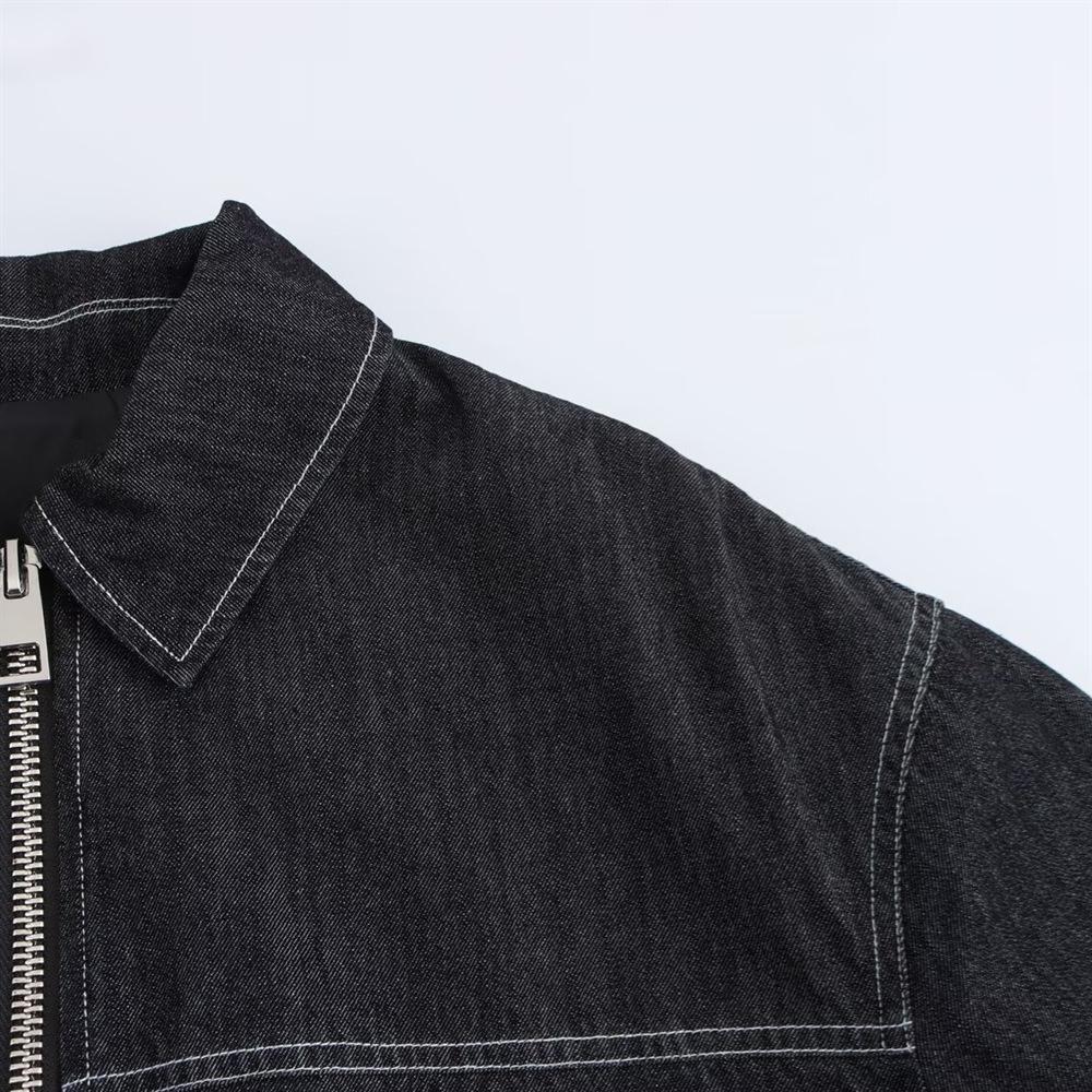 2025 Spring Women's Turn-Down Collar Denim Jacket & High-Waisted Pleated Pants Set