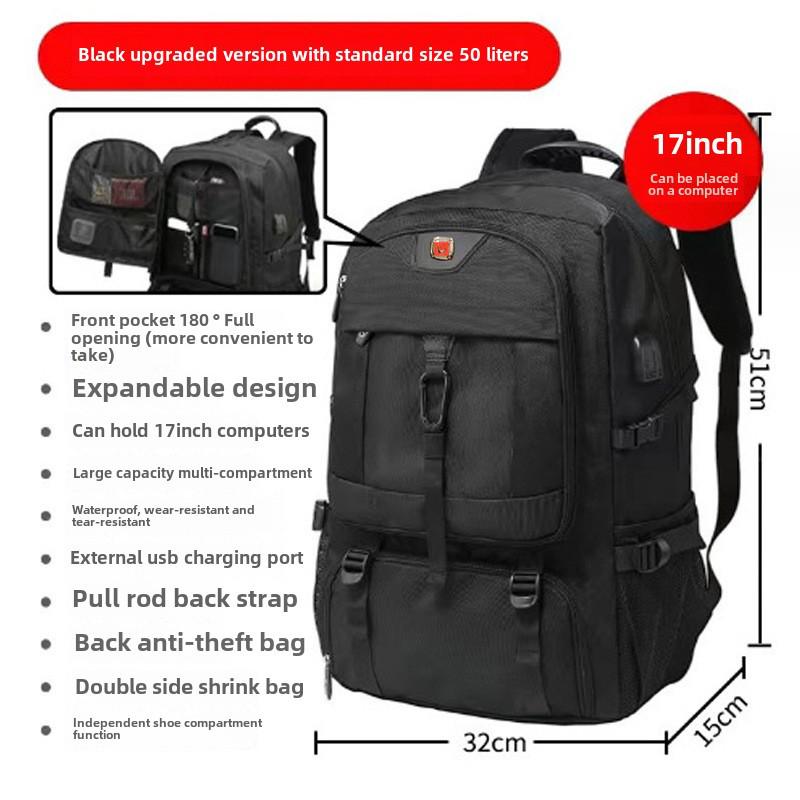 

Мужской водонепроницаемый рюкзак большой вместимости для путешествий и спорта на открытом воздухе и в школе With Chest Bag