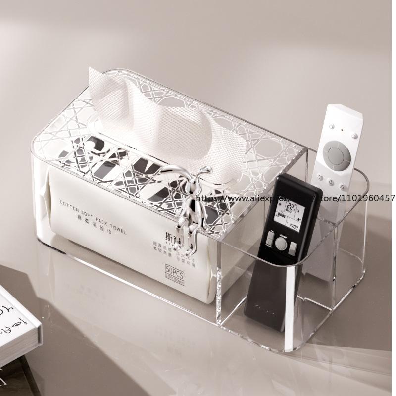Premium Living Room Tissue Box Luxury Minimalist Style Multi-Purpose Coffee Table Storage for Tissues Remote Controls