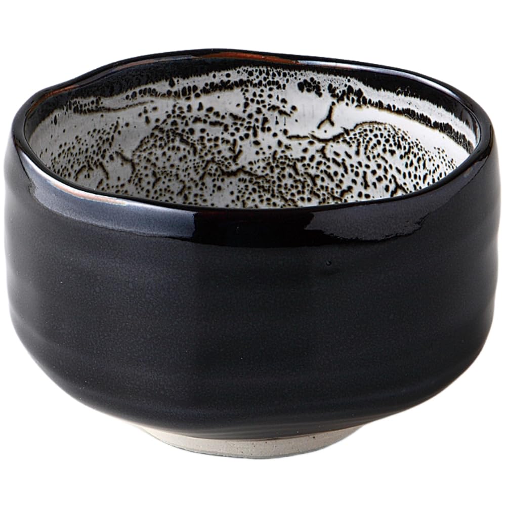 Ale-net Matcha Bowl, W12.3 x D12.3 x H7.8cm, Tenmoku White Inner, Mino Ware, Made in Japan