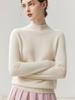 100% Cashmere Half-High Neck Loose Long Sleeve Pullover Sweater for Women