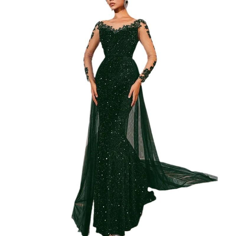 European And American Women'S Ball Dress Long Dress Temperament Fashionable And Elegant Long Lace Party Evening Dress
