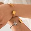Stainless Steel Starfish Shell Open Bangle for Women, High-end Ocean Style Titanium Steel Bracelet