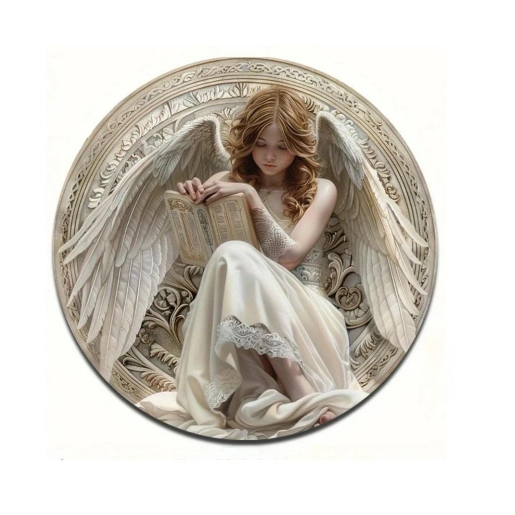 Angel Princess Art Poster Round Plate Metal Tin Sign Vintage Decortaive Tinplate Painting Pin Up Circle Plaque Decor for Bar Pub