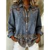 New khaki gradient retro floral print men's long sleeve shirt Bohemian casual pattern shirt clothing jacket