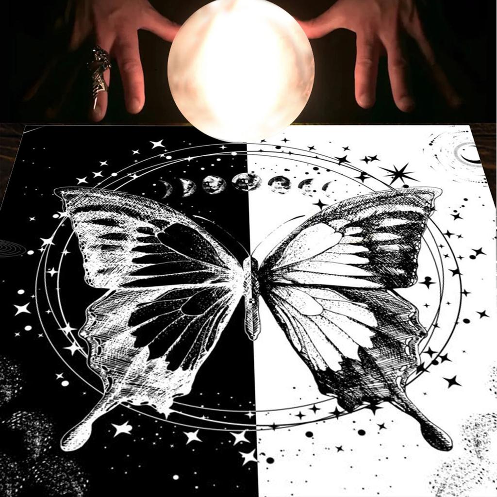 Tapestry Butterfly Moon Phases Tablecloth for Bedroom Decorative Background Cloth Picnic Blanket Tarot Tablecloth Home