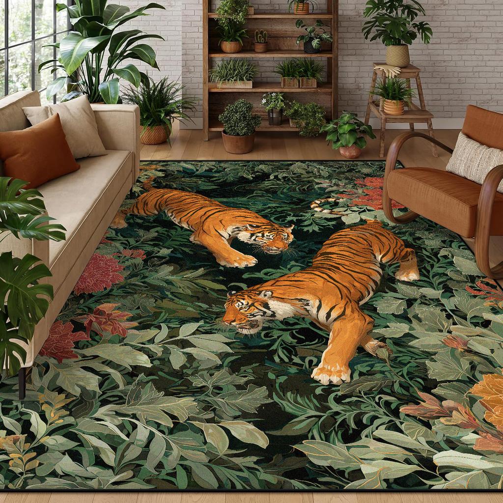 Creative Tiger Area Rugs Living Room Washable Bohemian Decor Carpet Vintage Large Soft Restaurant Antifouling Non-slip Floor Mat