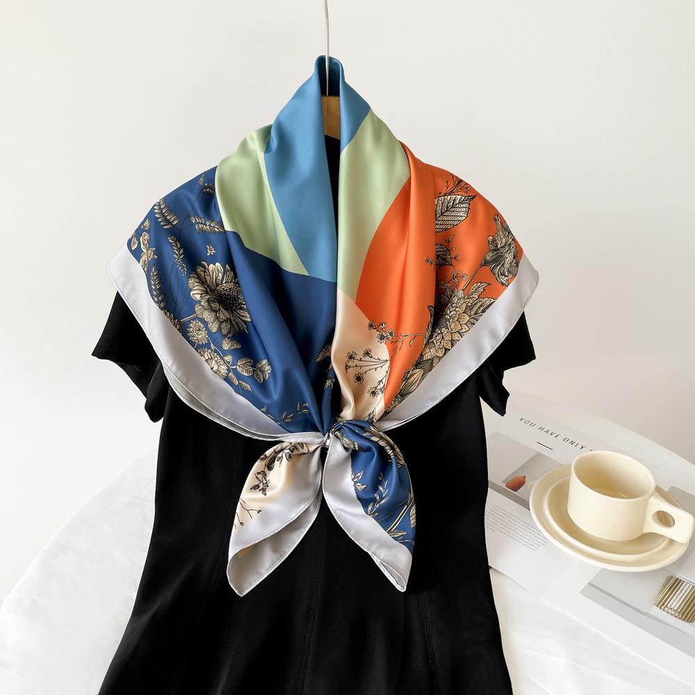 90*90Cm Square Scarf Twill Cotton Feeling Women Head Shawls And Wraps Luxury Print Neck Scarves Hijab Bandana Pashmina