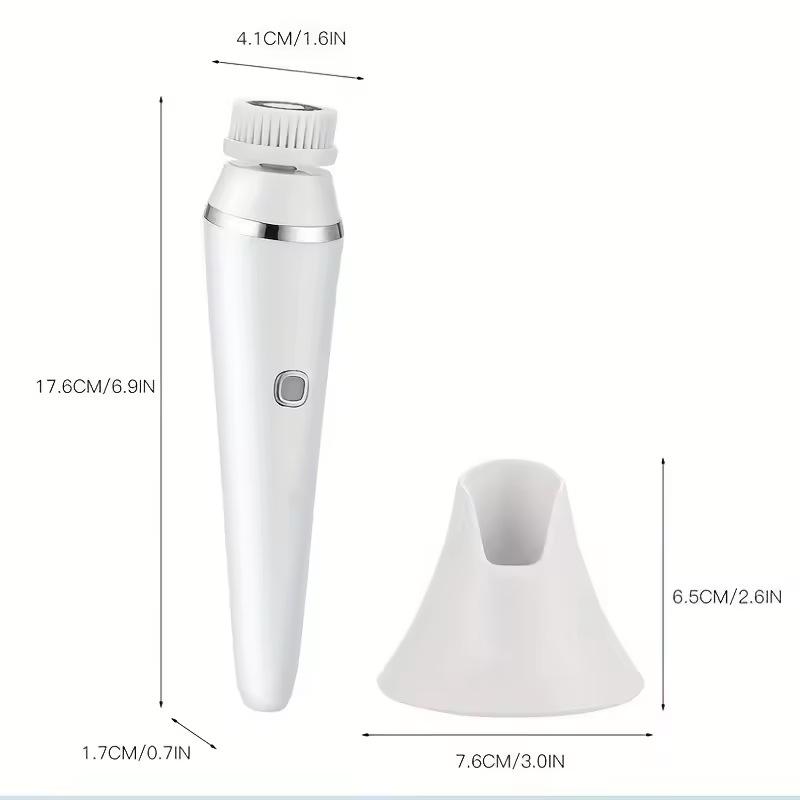 4-in-1 Electric Facial Cleansing Brush: Waterproof, Portable Silicone Massager for Deep Pore Cleaning