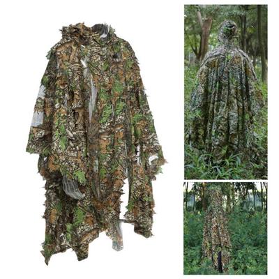 Camouflage-Umhang mit verstecktem Knopf, 3D-Blätter, Kapuzen-Verkleidung für die Jagd, Wildtierfotografie, CS-Spiele, Ghillie-Anzug, Umhang