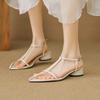 Summer Women's Korean Version of Sandals, New One-word Sandals, Women's Beef Tendon Soft Sole, Leather Large Size Women's Shoes, Comfortable In the B