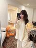 Women's Cotton Pajama Set - Solid Color, Long Sleeve, Long Pants, Casual Relaxed Fit for Spring/Summer.