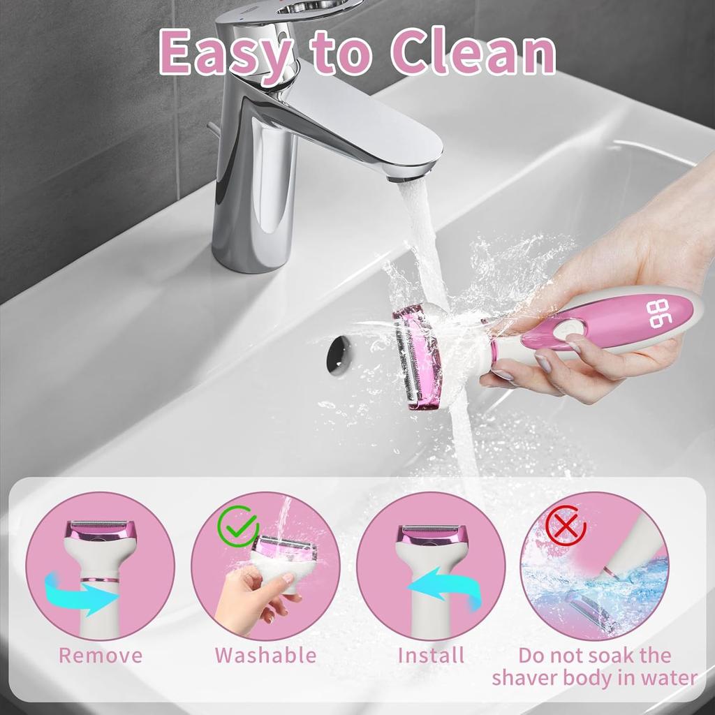 Wet & Dry Electric Razor for Women Men,4 in 1 Rechargeable Led Display Electric Shaver and Facial Hair Remover,Painless Ladies Body Razors for Nose