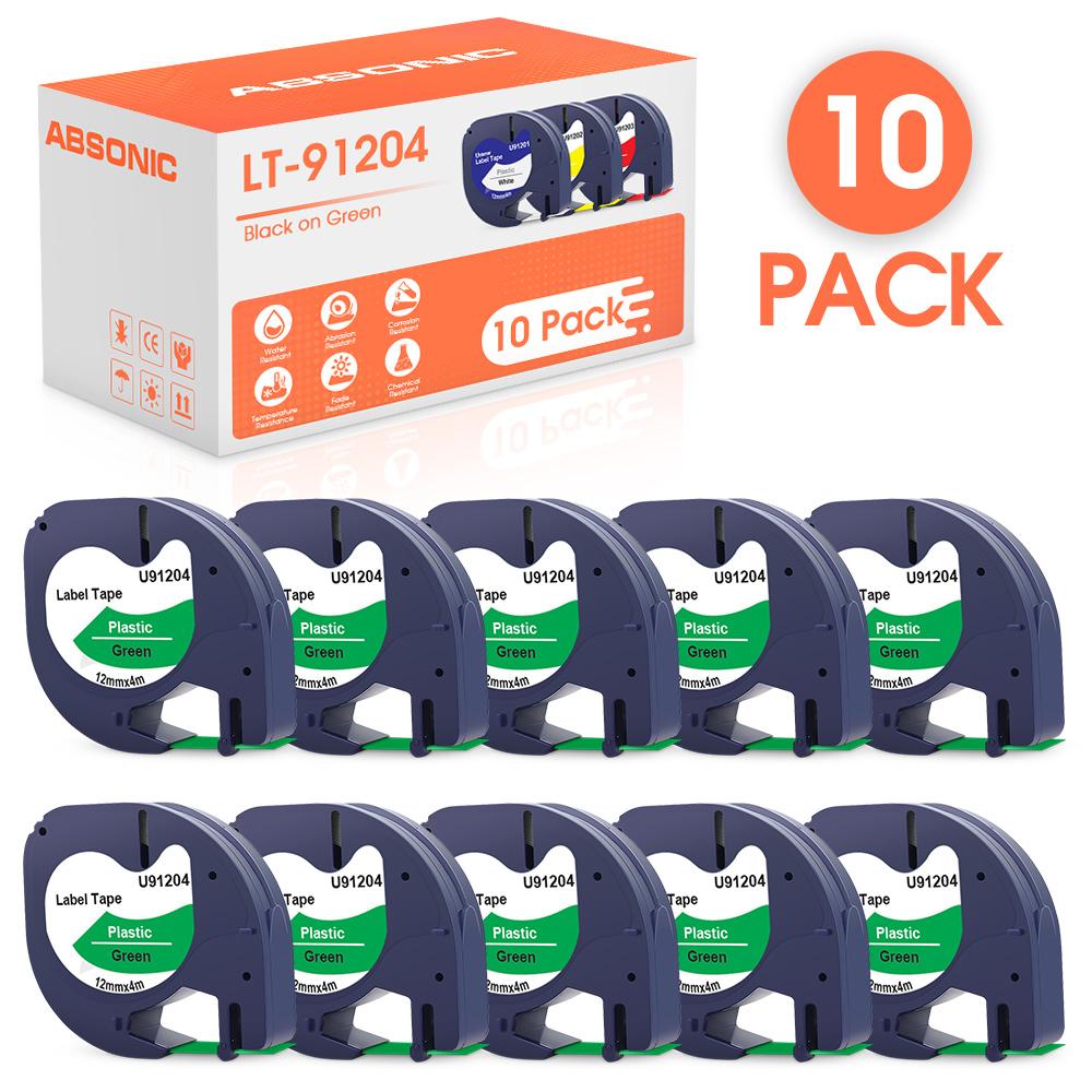 Absonic 12mm LT Tape 91201 12267 91200 for Dymo Letratag Label 91202 91203 91204 91205 Compatible Dymo Letratag LT-100H Labeller