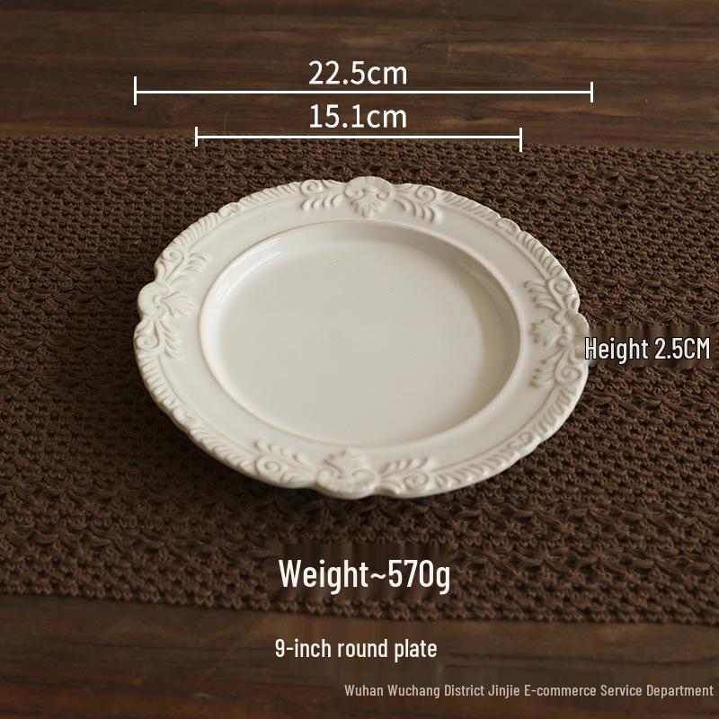 French Embossed Ceramic Square Plate: Creative Tableware for Steak, Dessert, and More