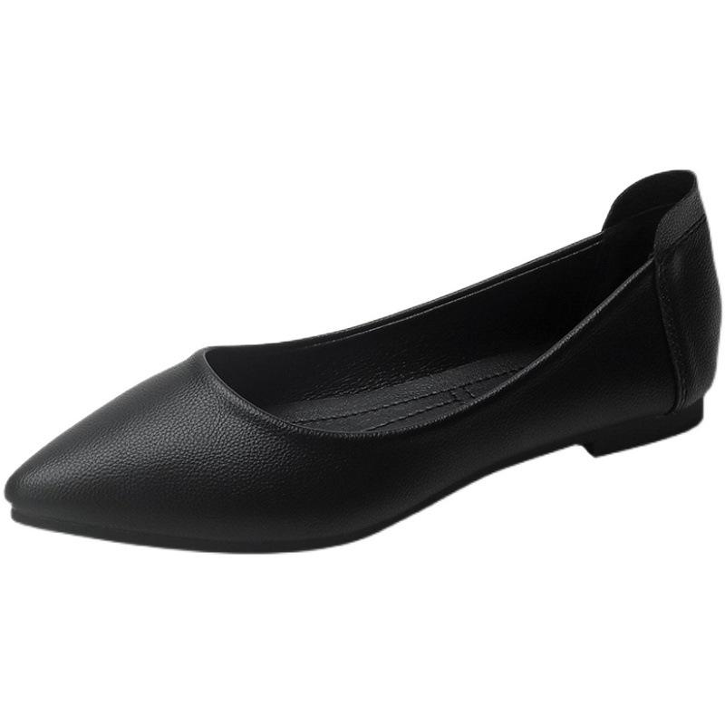Fashion black/white solid color women working flats shoes soft bottom slip on loafers spring shallow mouth nurse mocasines plus size 43