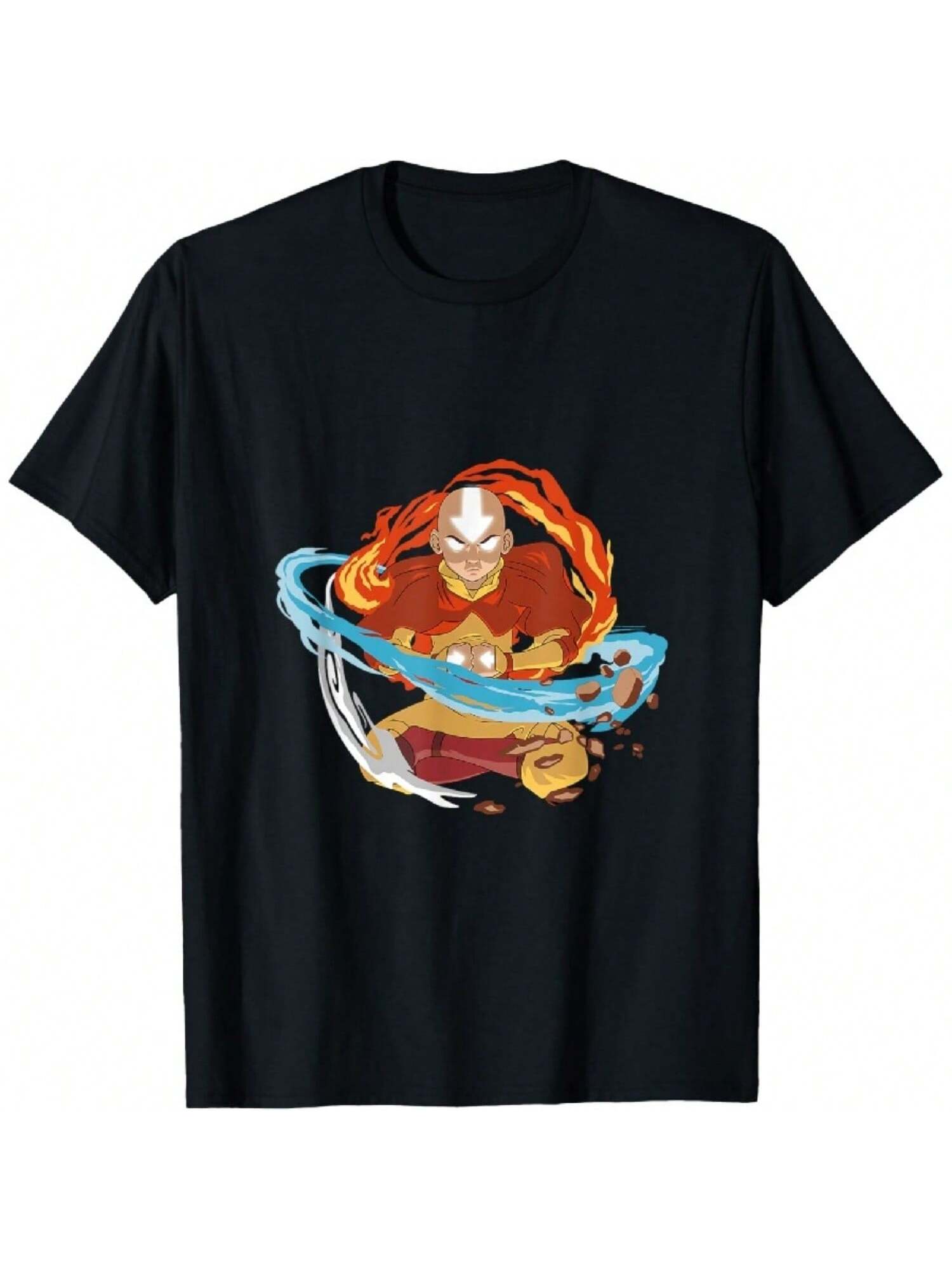 Aang Bending Elements Water Fire Air Earth Pose Glow T-Shirt S разноцветный