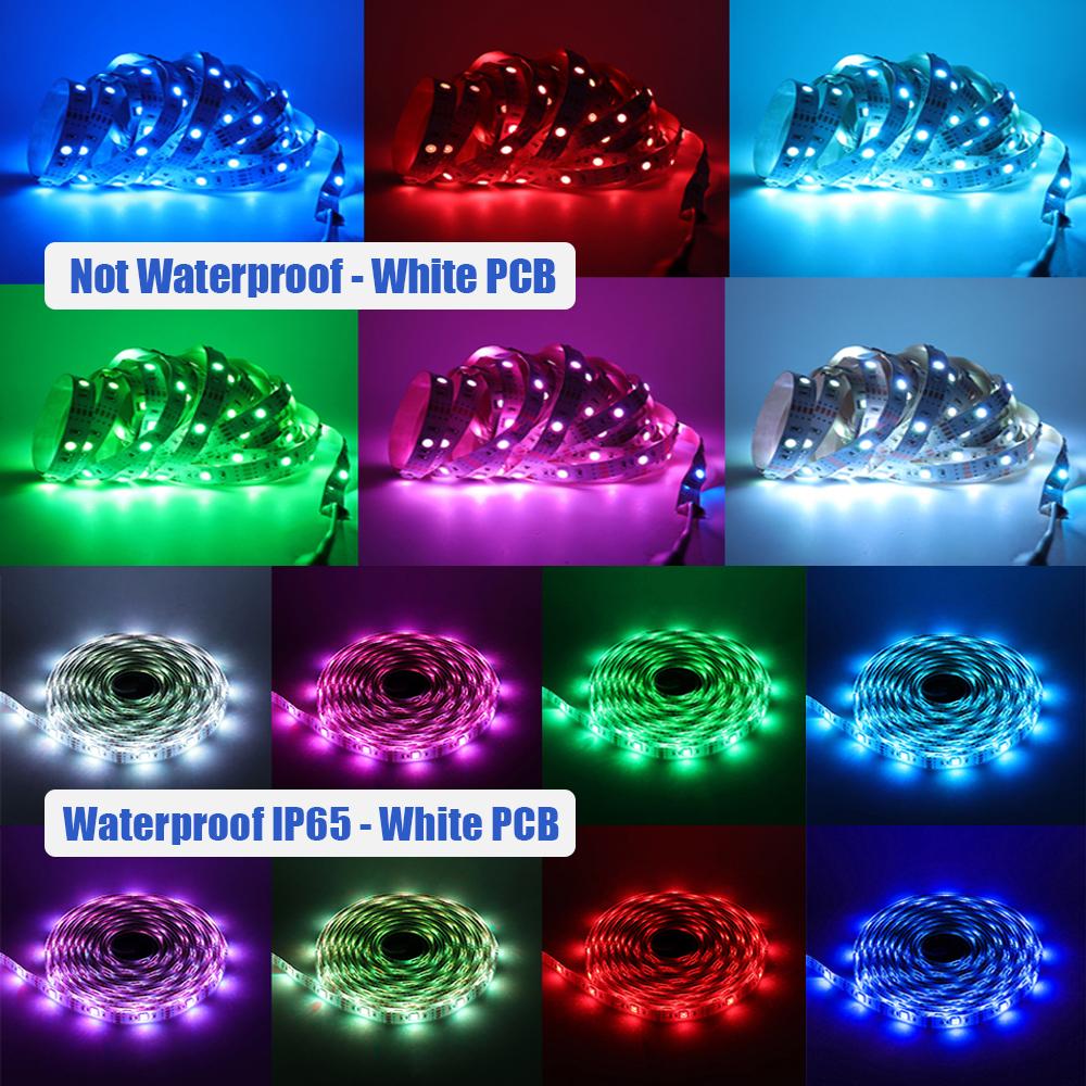 5V 5050 RGB LED-Streifenlicht Hausdekoration Wasserdicht 30 LEDs Flexibles Bandlicht 50cm 1m 2m 5m mit 4-Pin-Stecker Weiß/Schwarz PCB