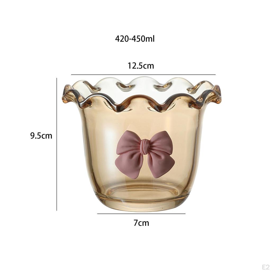 Glass Ice Cream Bowl Flower Shape Household Clear Serving Bowls Parfait Fruit Cup for Tea and