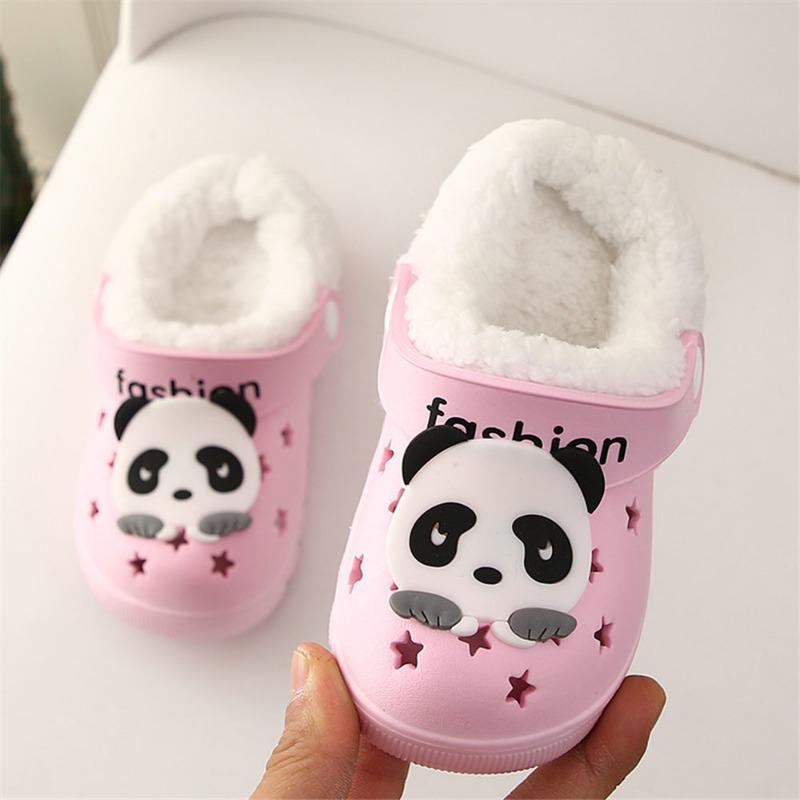 Kid Shoe Girl Cartoon Cotton Slippers Newborn Boy Detachable Cotton Shoe Plush Indoor Baby Hollowed Out Cotton Slippers Two Wear