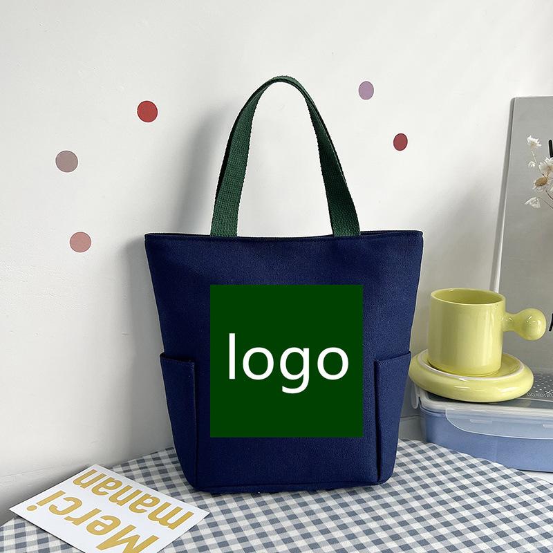 Patterned printed canvas bag, Japanese-style portable lunch box bag, handheld bento bag, multi-function bag