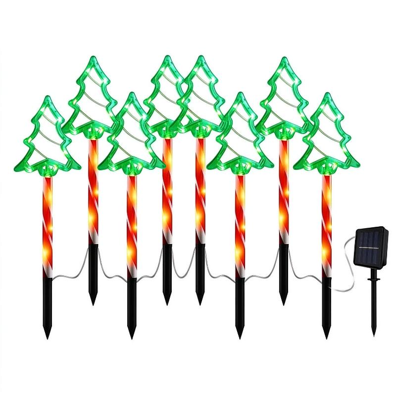 Solar Led Christmas Tree Lights Outdoor Ground Lamp Snowman Santa Claus Colorful Decor Lighting For Courtyard Balcony Garden