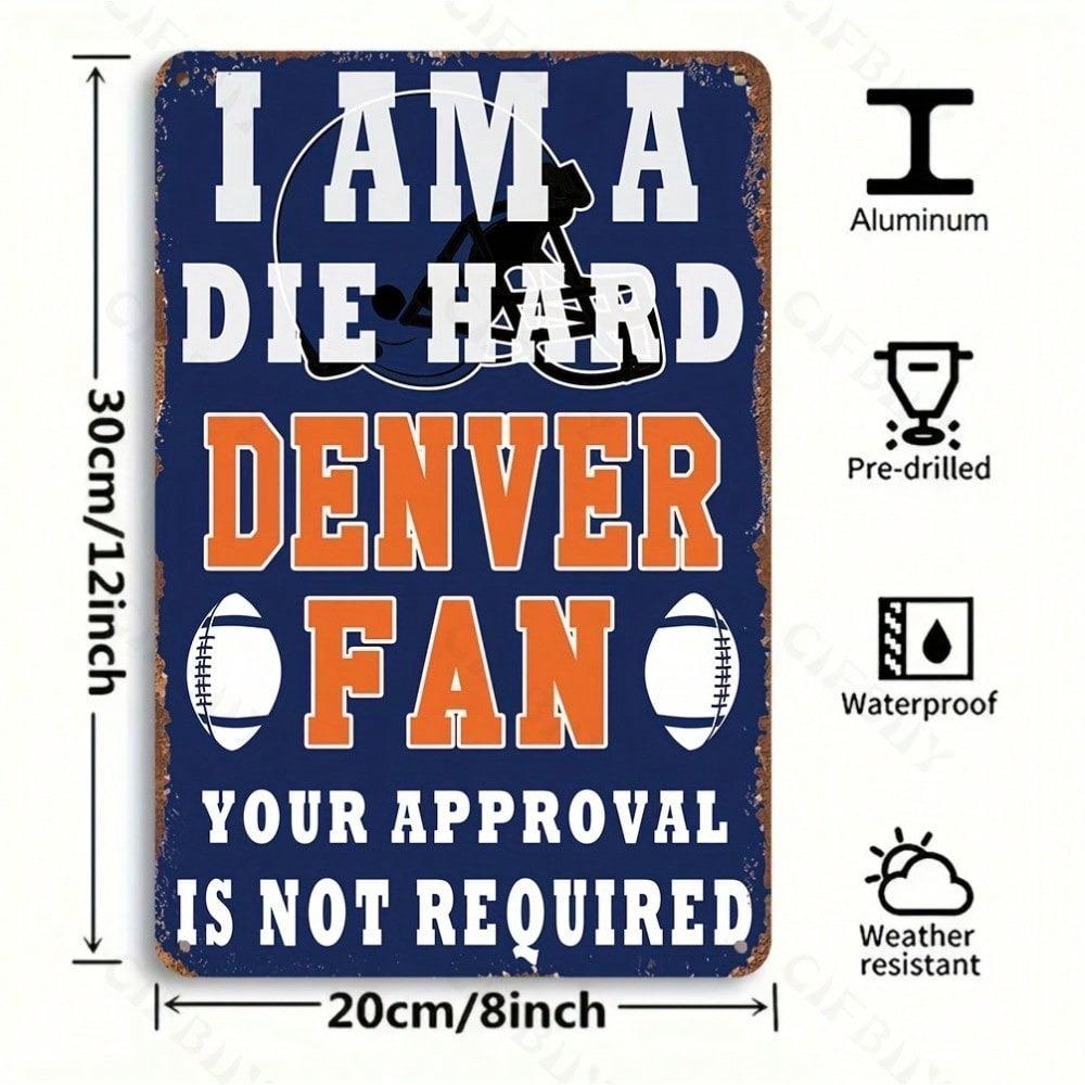 1pc Retro Denver Football Aluminium Metal Sign 8x12in Home Bar Man Cave Wall Decor