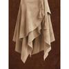 Women's faux suede vintage style irregular ruffle midi skirt with waist tie and tassel decoration