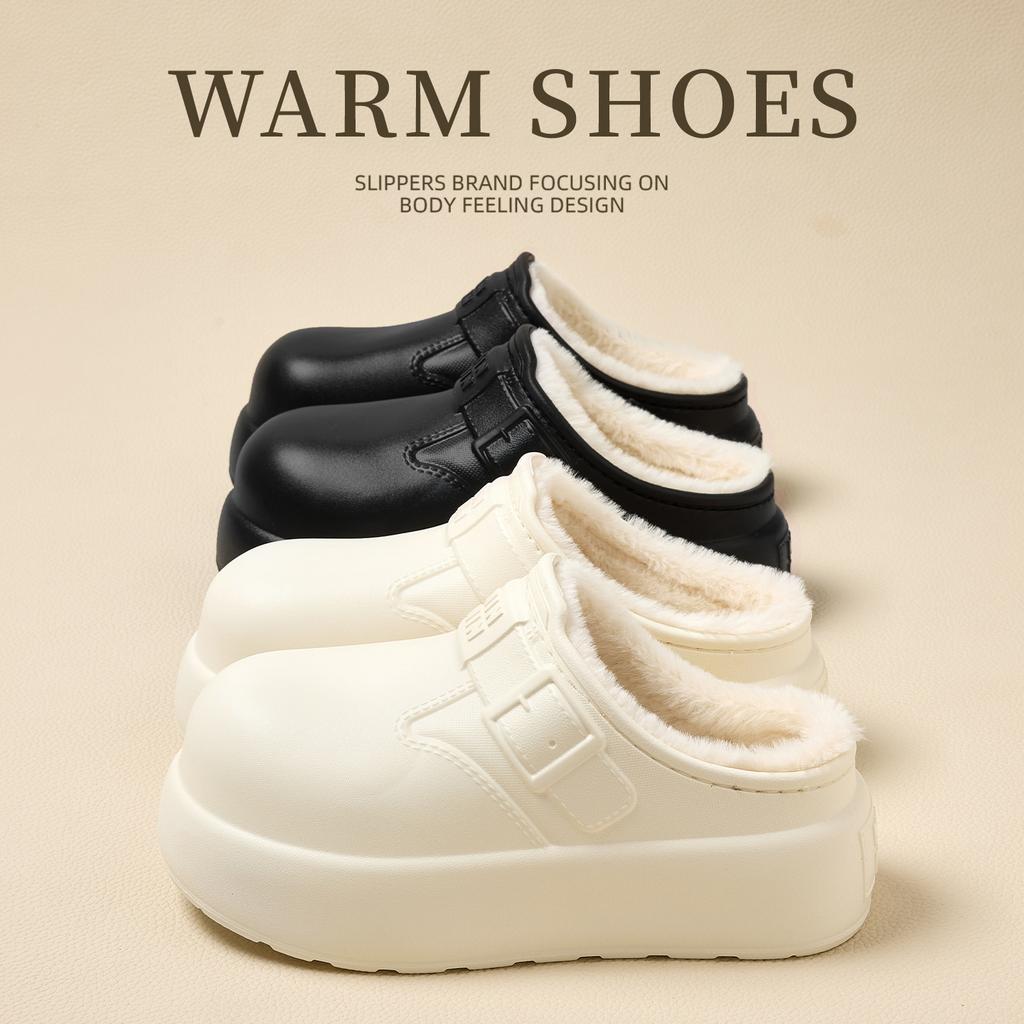 Outer wear cotton slippers 2025 new warm thick bottom non-slip home cotton slippers bag head winter cotton mop