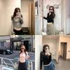[Keren Cotton Modal] Solid Color Simple Button Slim and Thin Round Neck Design Versatile Top Tide