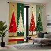 2pcs  Colorful Christmas Tree Pattern Curtains   Vibrant Design Light - Filtering Polyester Curtains for Christmas Home Windows