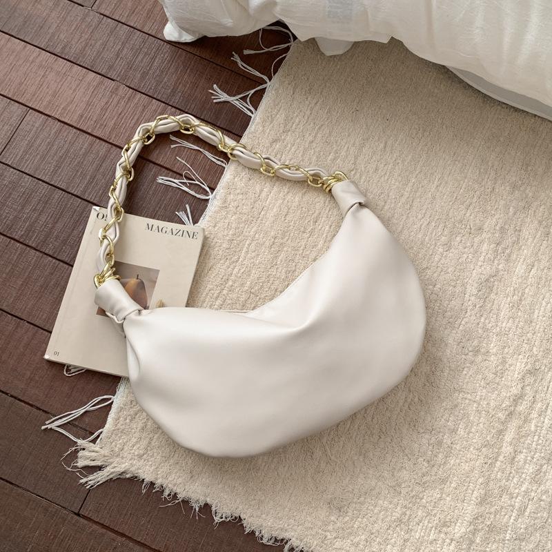 Hobos Shoulder Bags for Women PU Leather Spring Chain Axillary bags ladies Handbags big hardware ir ring decorati totes